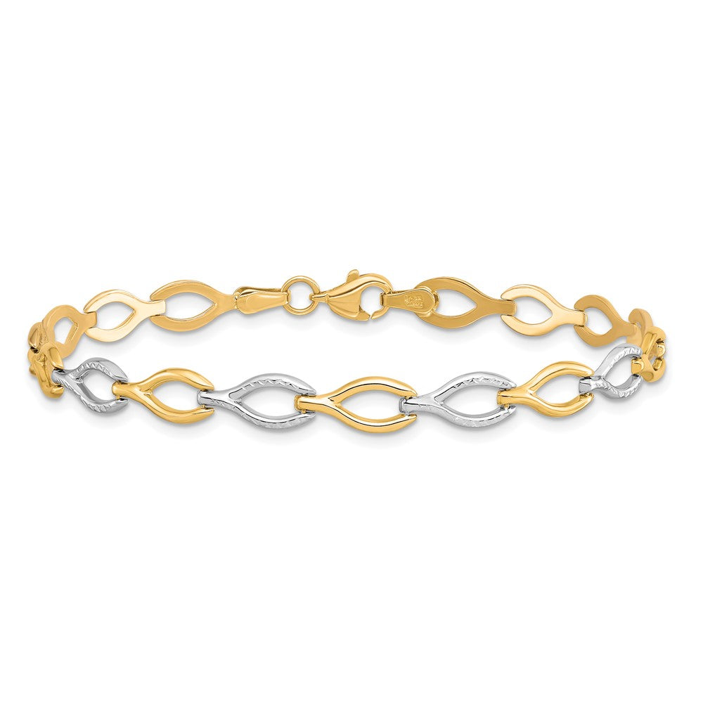 10K Two-tone Polished D/C Bracelet 7.5  inches