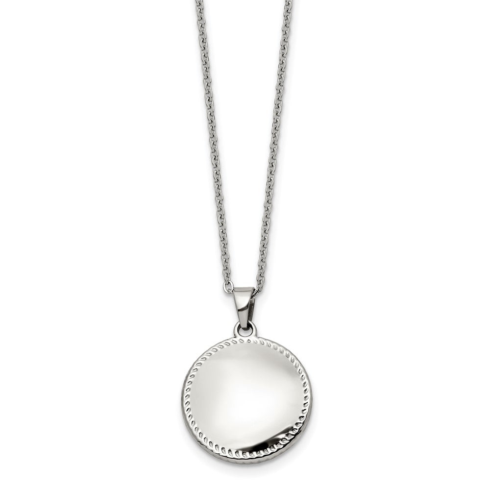 Stainless Steel Polished Puffed Disc 18in Necklace