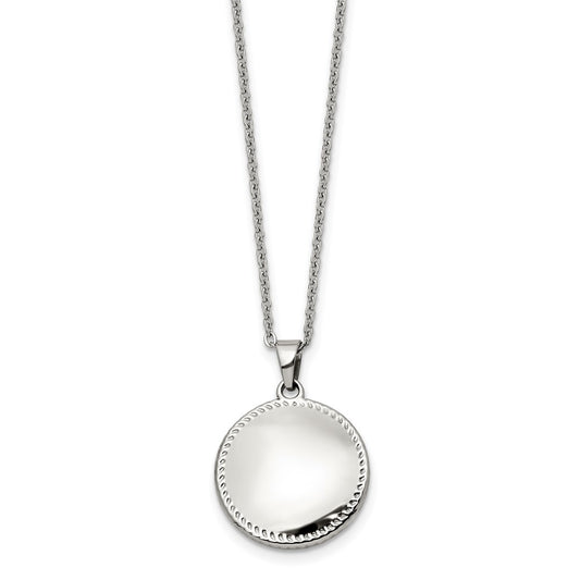 Stainless Steel Polished Puffed Disc 18in Necklace