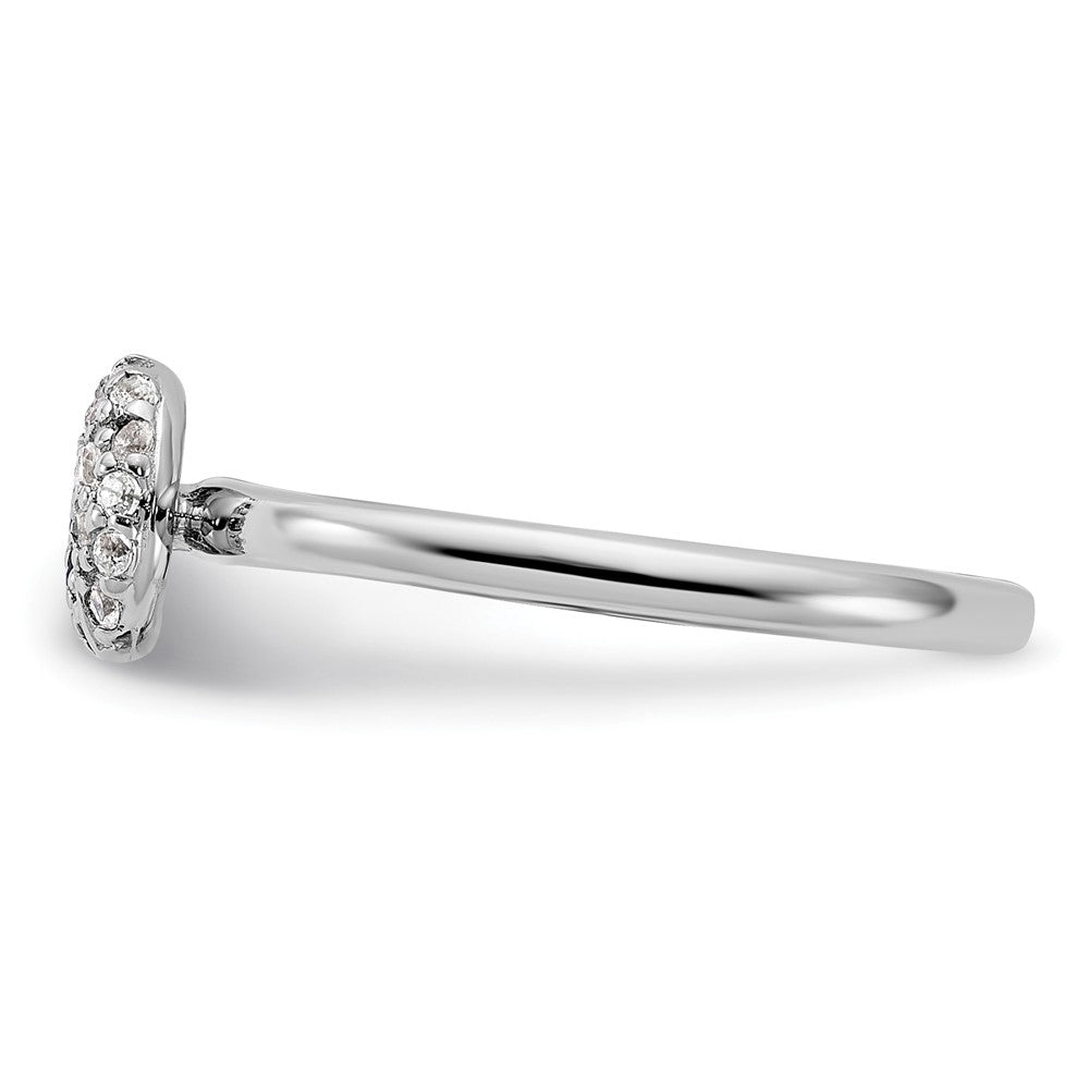 Sterling Silver Stackable Expressions Rhodium White Topaz Onyx Ring Size -9