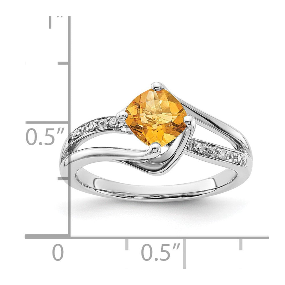 10K White Gold Citrine and Diamond Ring