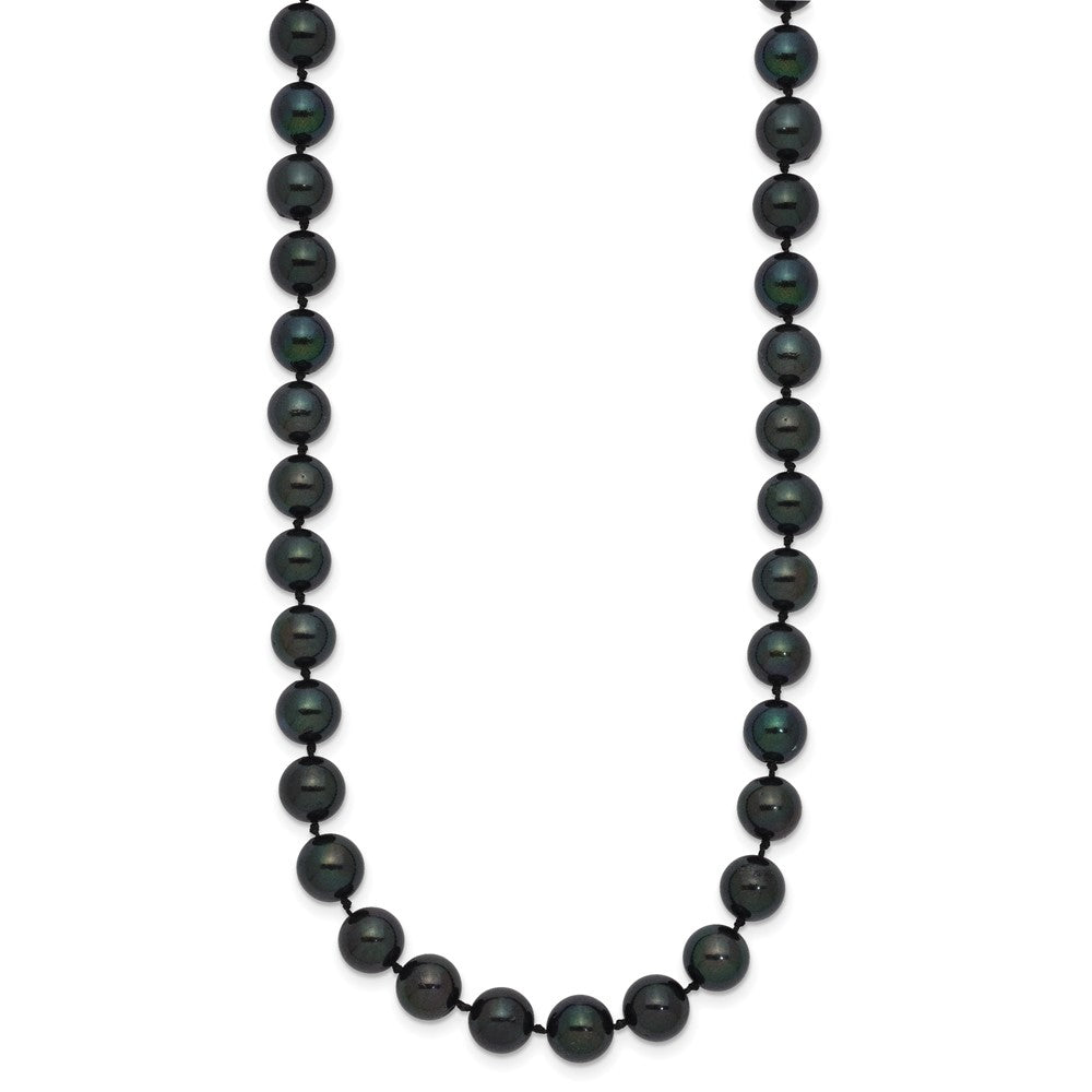 14k White Gold 7-8mm Black Round Akoya Saltwater Cultured Pearl 20 inch Necklace