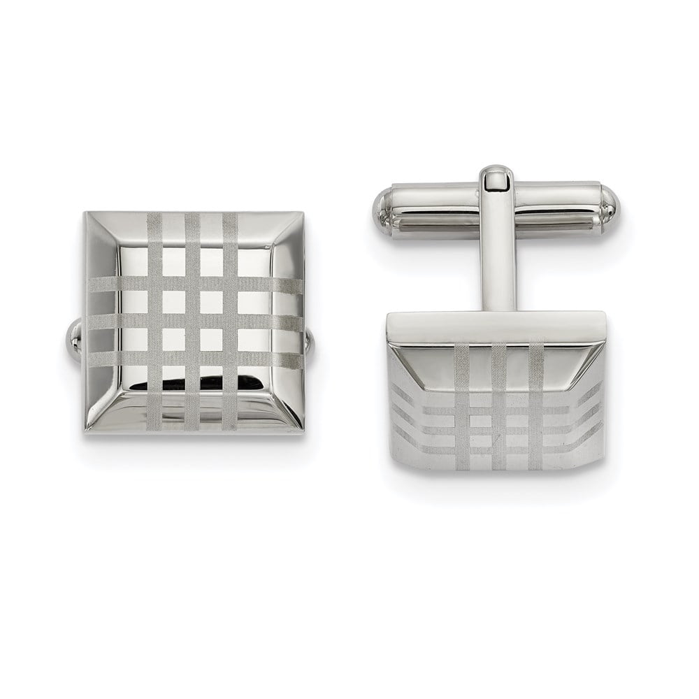Chisel  Stainless Steel 20.54x17mm Polished Men's Flat Cuff Links