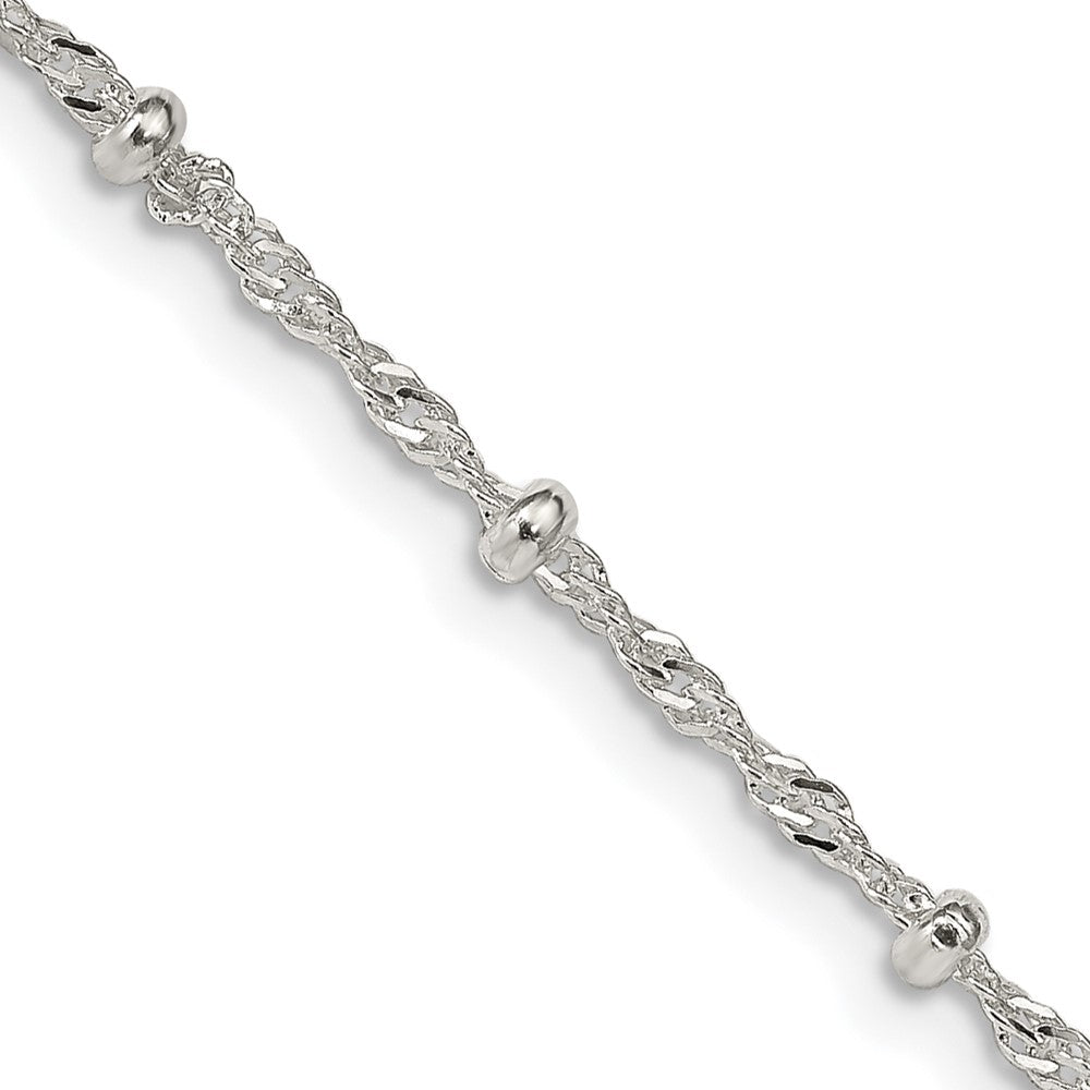 Sterling Silver 2.5mm Singapore w/ Beads Chain 18 Inches