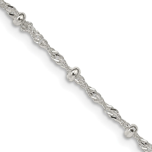 Sterling Silver 2.5mm Singapore w/ Beads Chain 18 Inches