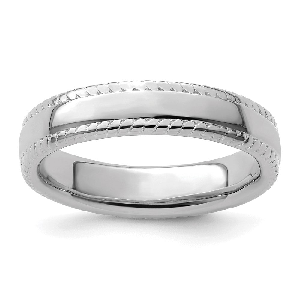 Sterling Silver Stackable Expressions Rhodium Ring Size -6