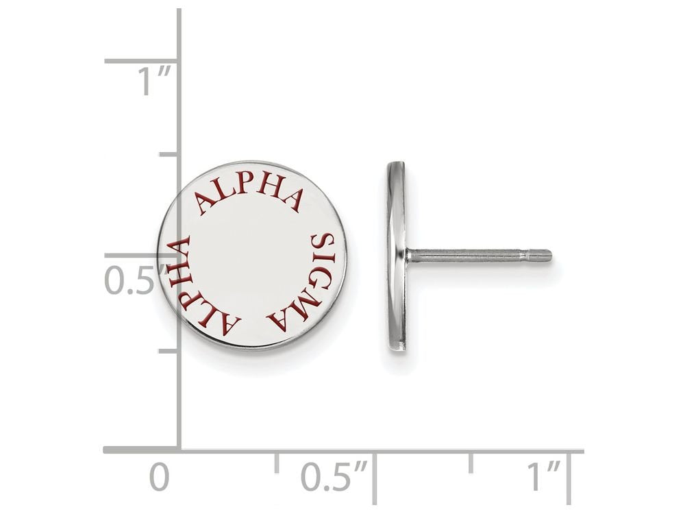 Sterling Silver Official Licensed Greek Sororities Alpha Sigma Alpha (???) Enameled Post Earrings