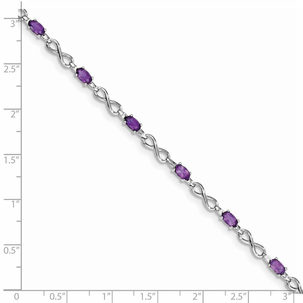 Sterling Silver Rhodium-plated Amethyst Bracelet 7 inches