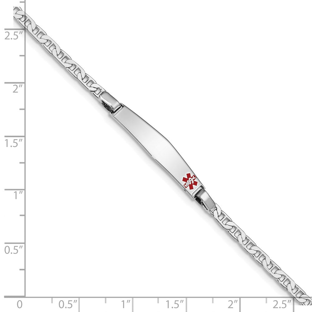 Sterling Silver Rhodium-plated Medical ID Anchor Link Bracelet 8 inches