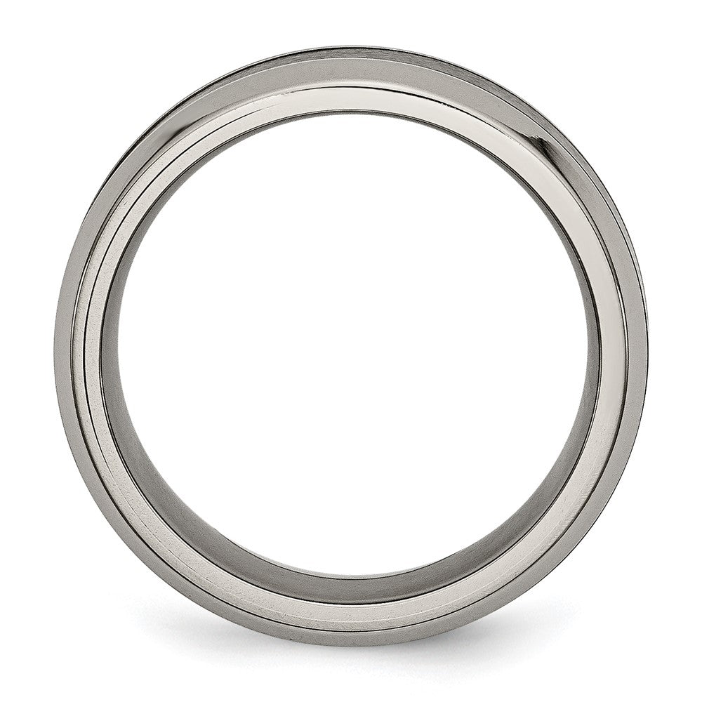 Titanium Polished w/Black Ceramic Center 8mm Beveled Band Size - 10.5