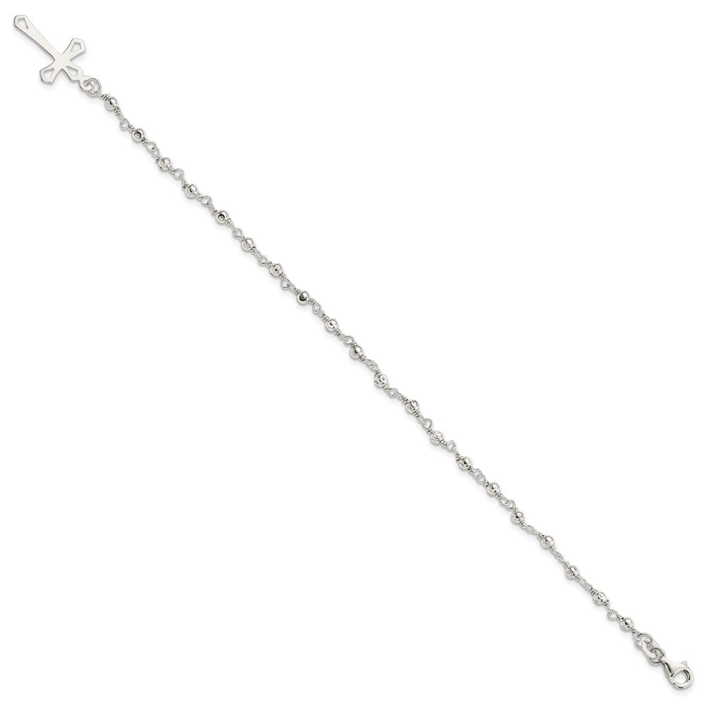 Sterling Silver Polished Bead Rosary 7.5 inch Bracelet 7.5 inches