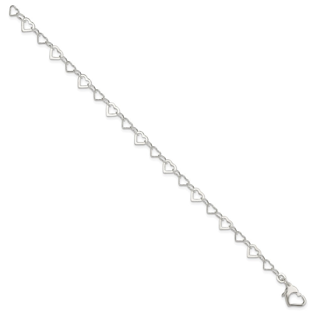 Sterling Silver Linked Heart Bracelet 7.5 inches