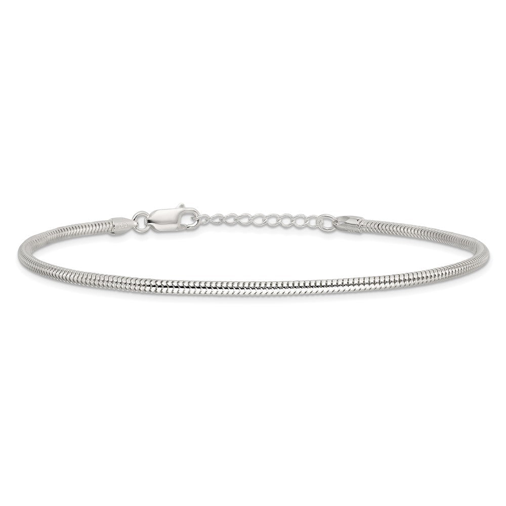 Sterling Silver 2.5mm Snake Chain 9in Plus 1in ext. Anklet