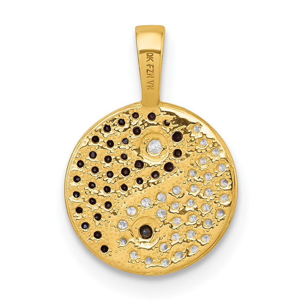 10k Polished Black and White CZ Yin Yang Pendant