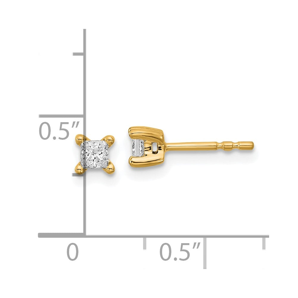 14k Yellow Gold 3/8 ctw Lab Grown Diamond VS+ F+ Princess 4 Prong Heavy Wt. Stud Earrings