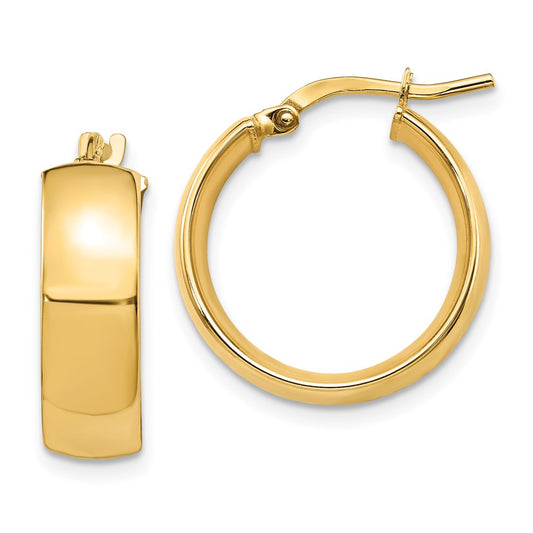 14K 6mm High Polished Hoop Earrings