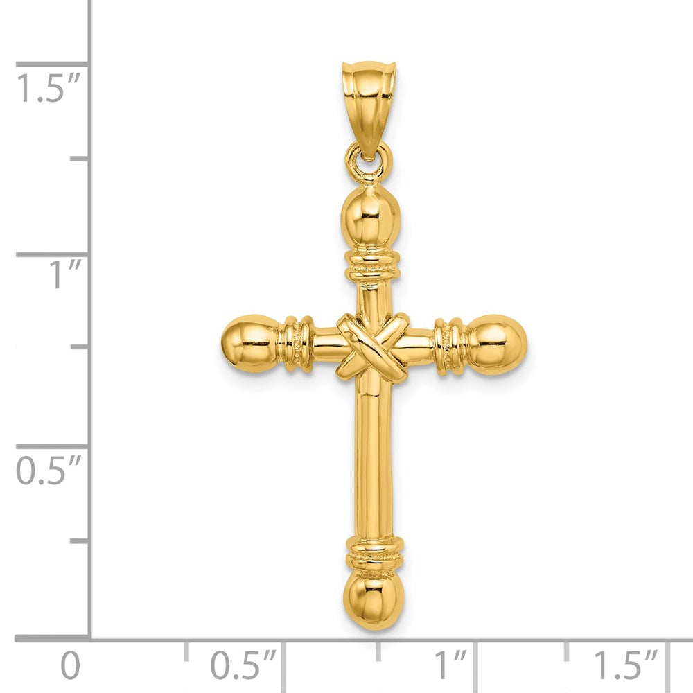 14K Polished Cylinder Cross Charm