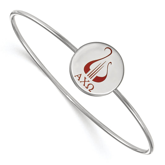 Sterling Silver Official Licensed Greek Sororities 7in Alpha Chi Omega (???) Enameled Slip-on Bangle