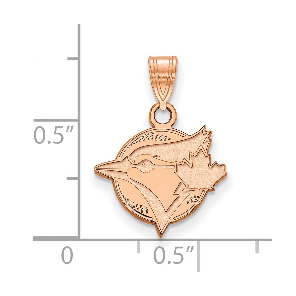 Sterling Silver Rose Gold-plated MLB LogoArt Toronto Blue Jays Small Pendan