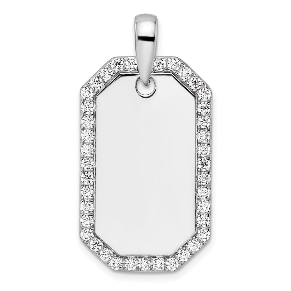 True Origin 14K White Gold Men's 1 carat Lab Grown Diamond VS+ F+ Complete Dog Tag Pendant