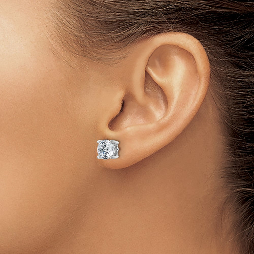 14k White Gold 4 carat Certified Lab Grown Diamond VS/SI+ G+ Round Complete Four Prong Heavyweight Stud Earrings