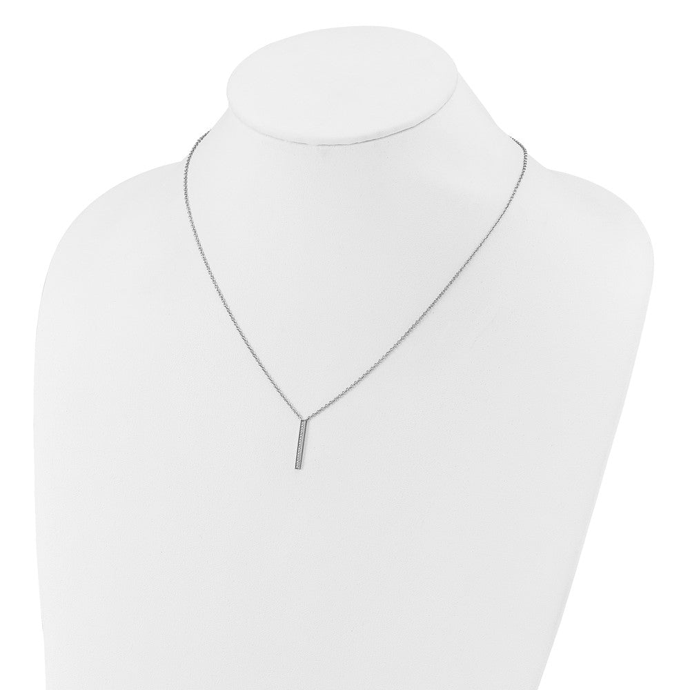 Cheryl M Sterling Silver Rhodium-plated Polished CZ Bar Necklace 18 Inches