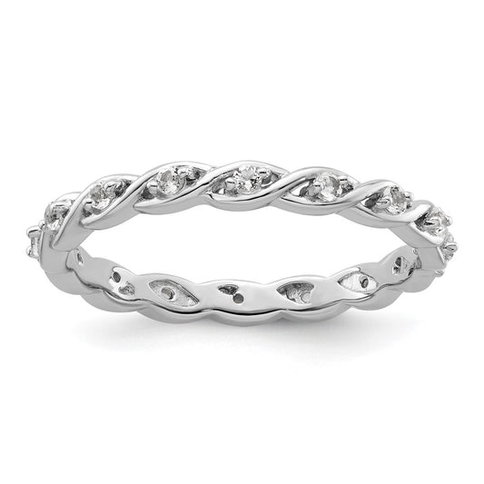 Sterling Silver Stackable Expressions White Topaz Ring Size -9