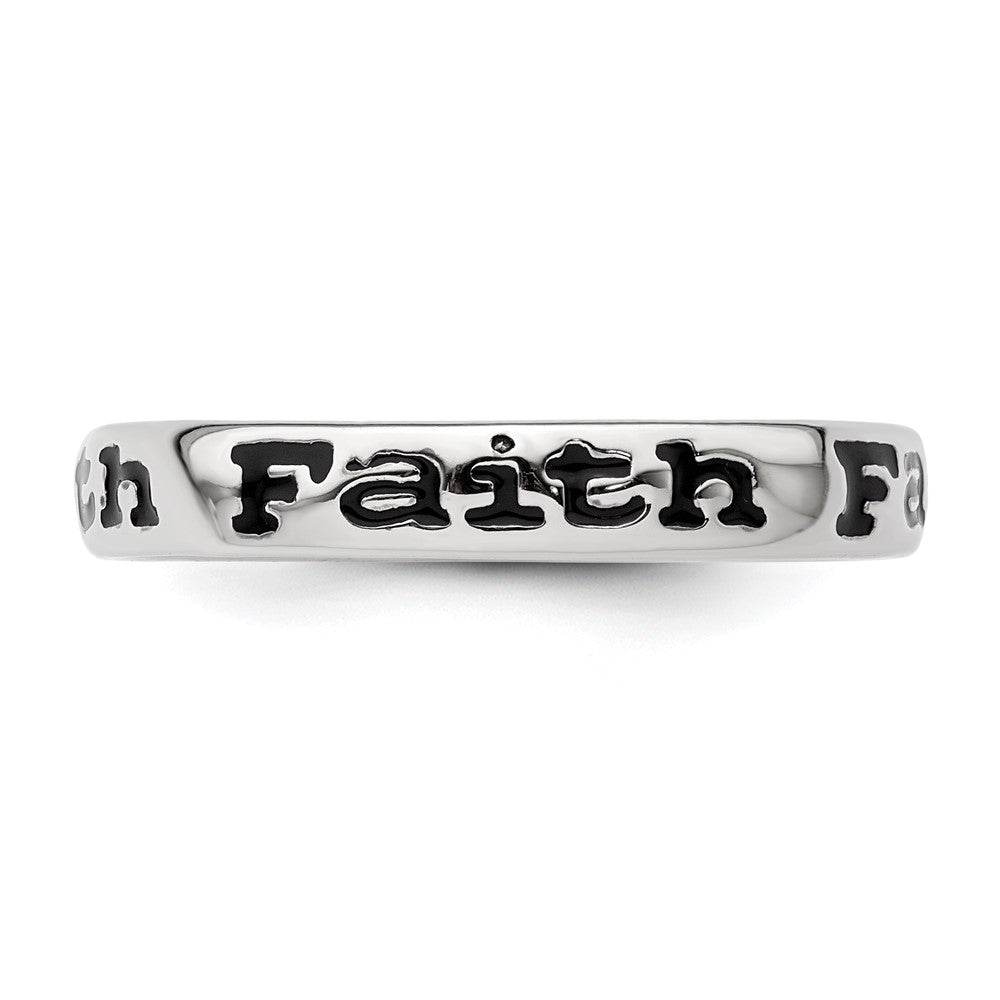 Sterling Silver Stackable Expressions Polished Enameled Faith Ring Size -9