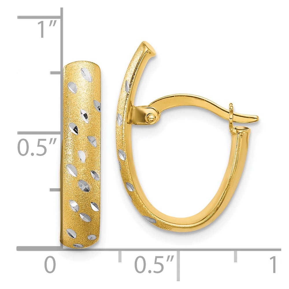 10K w/Rhodium Polished/Satin/Diamond-cut Fancy Hoop Earrings