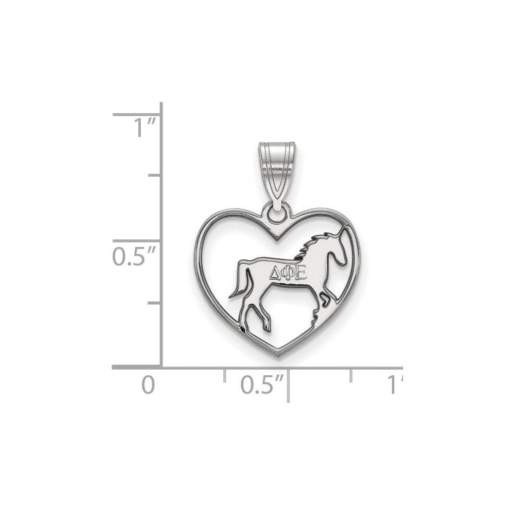 Sterling Silver Official Licensed Greek Sororities Delta Phi Epsilon (???) Heart Pendant