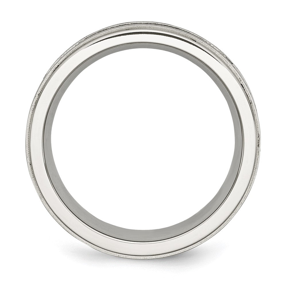 Stainless Steel Brushed/Polished Black IP 1/2ct Black Diamond 9mm Band Size - 8