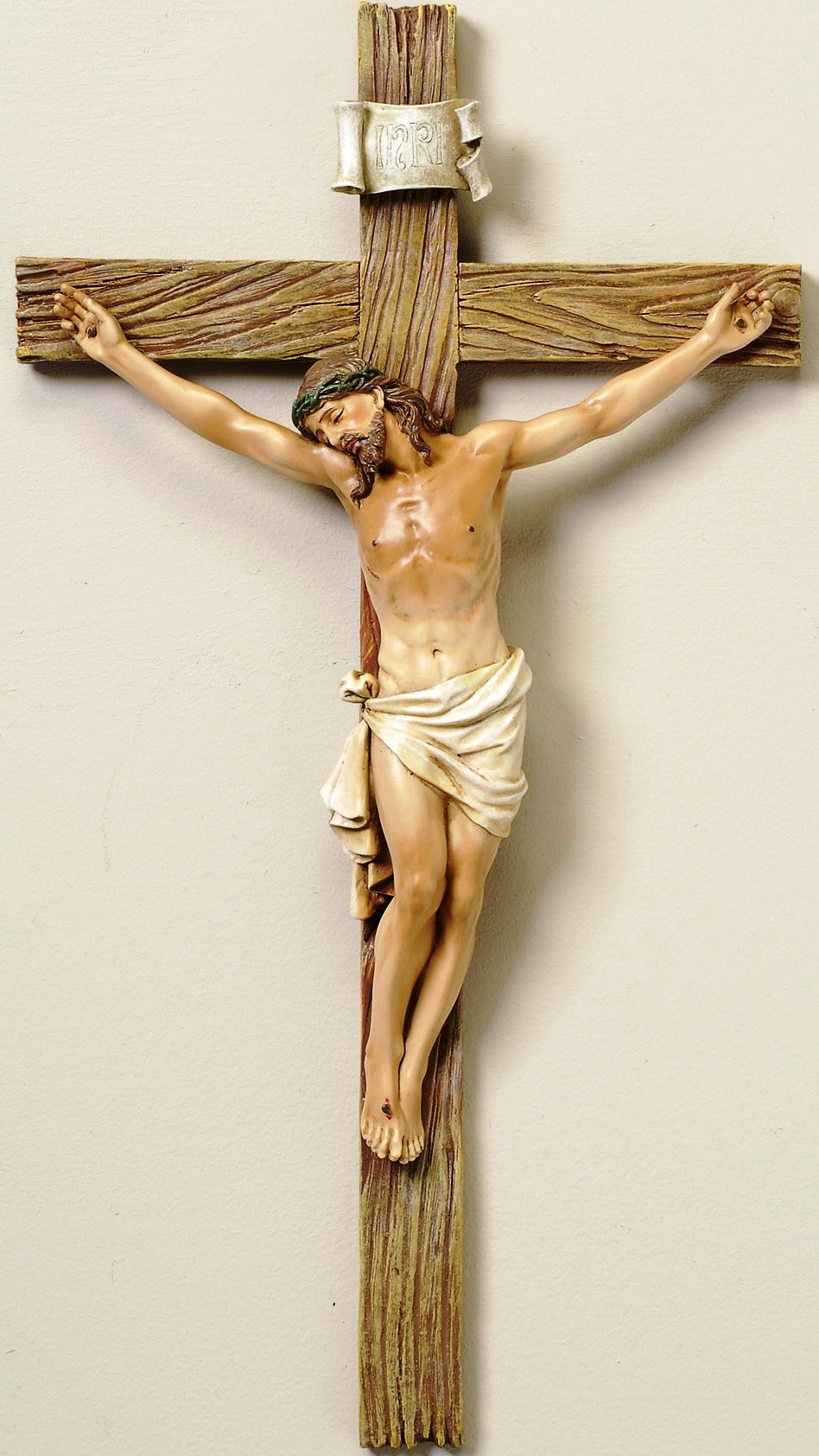 Jesus Nailed On The Cross Resin Wall Crucifix, 14 Inch