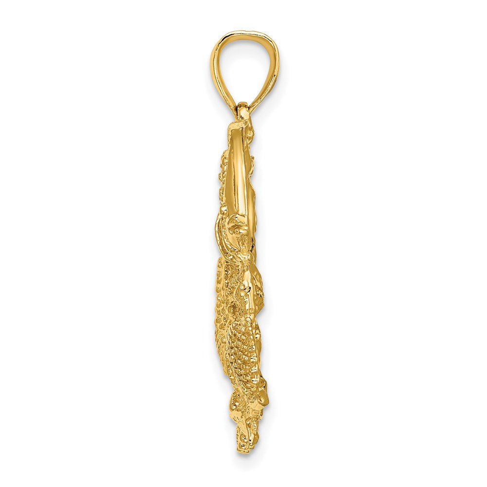 14K Polished /Textured Aquarium Charm