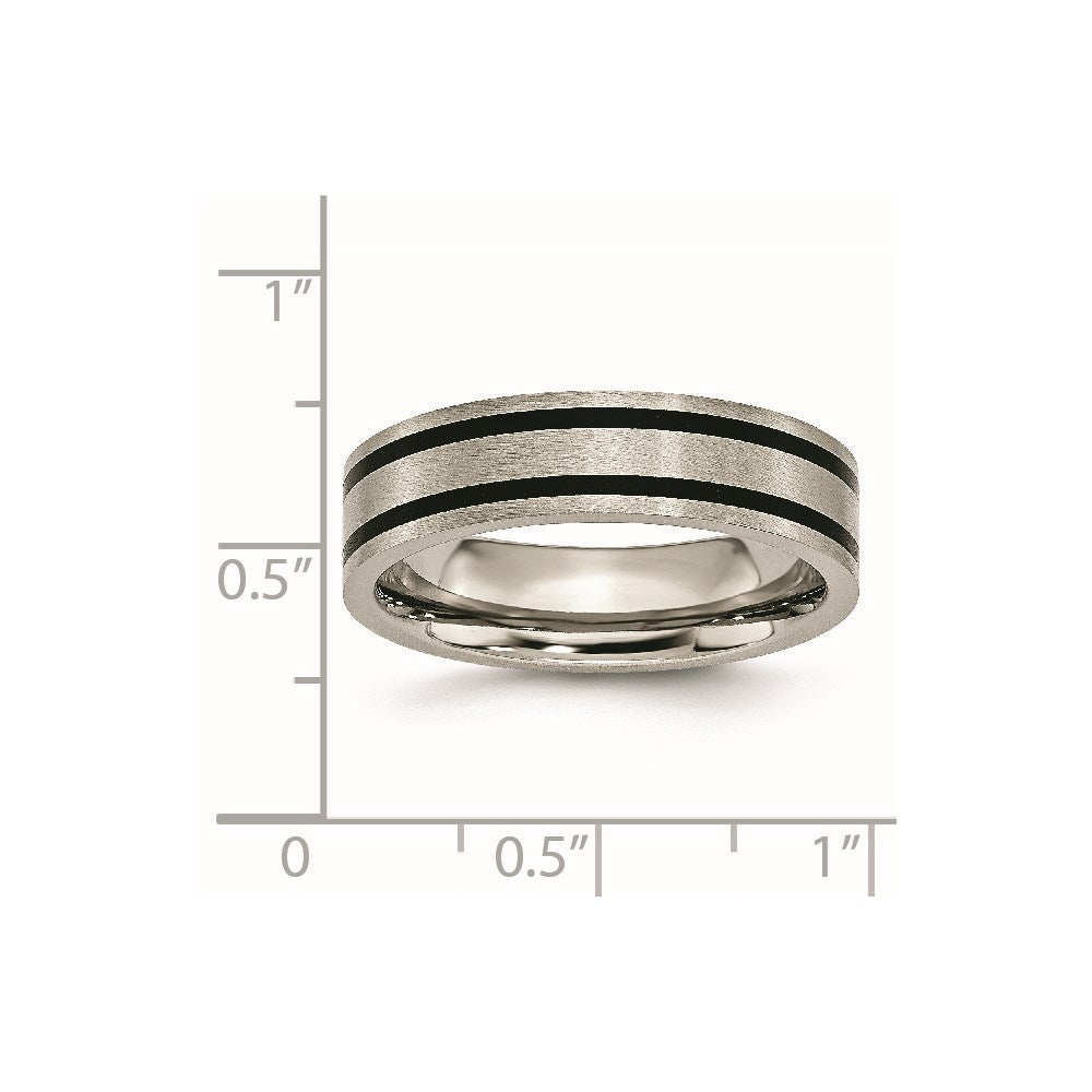 Titanium Brushed Black Enamel 6mm Flat Band Size - 8.5