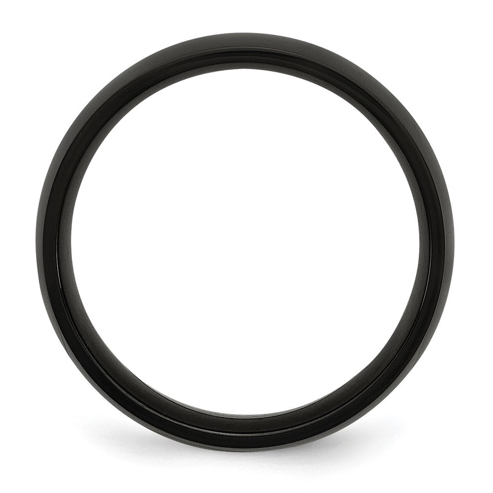 Stainless Steel 7mm Black IP-plated Polished Band Size - 12.5
