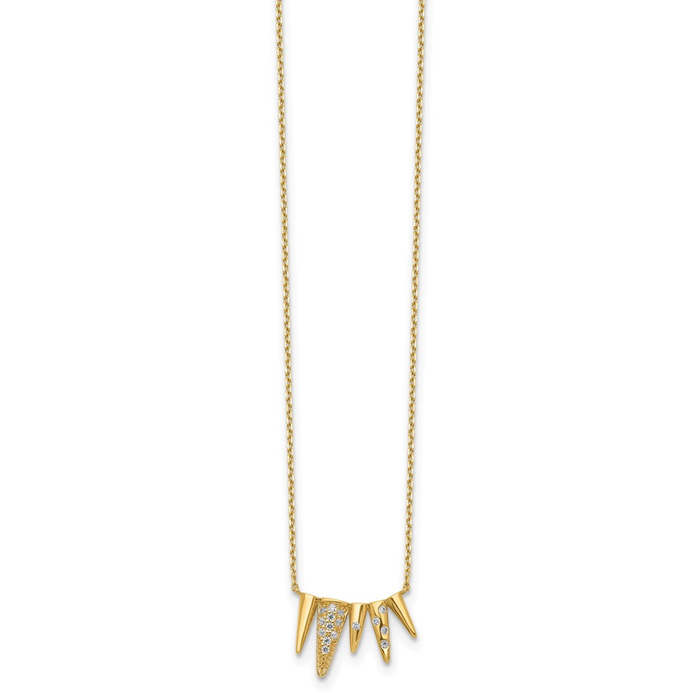 14K Decorated Triangles CZ with 2IN EXT Necklace