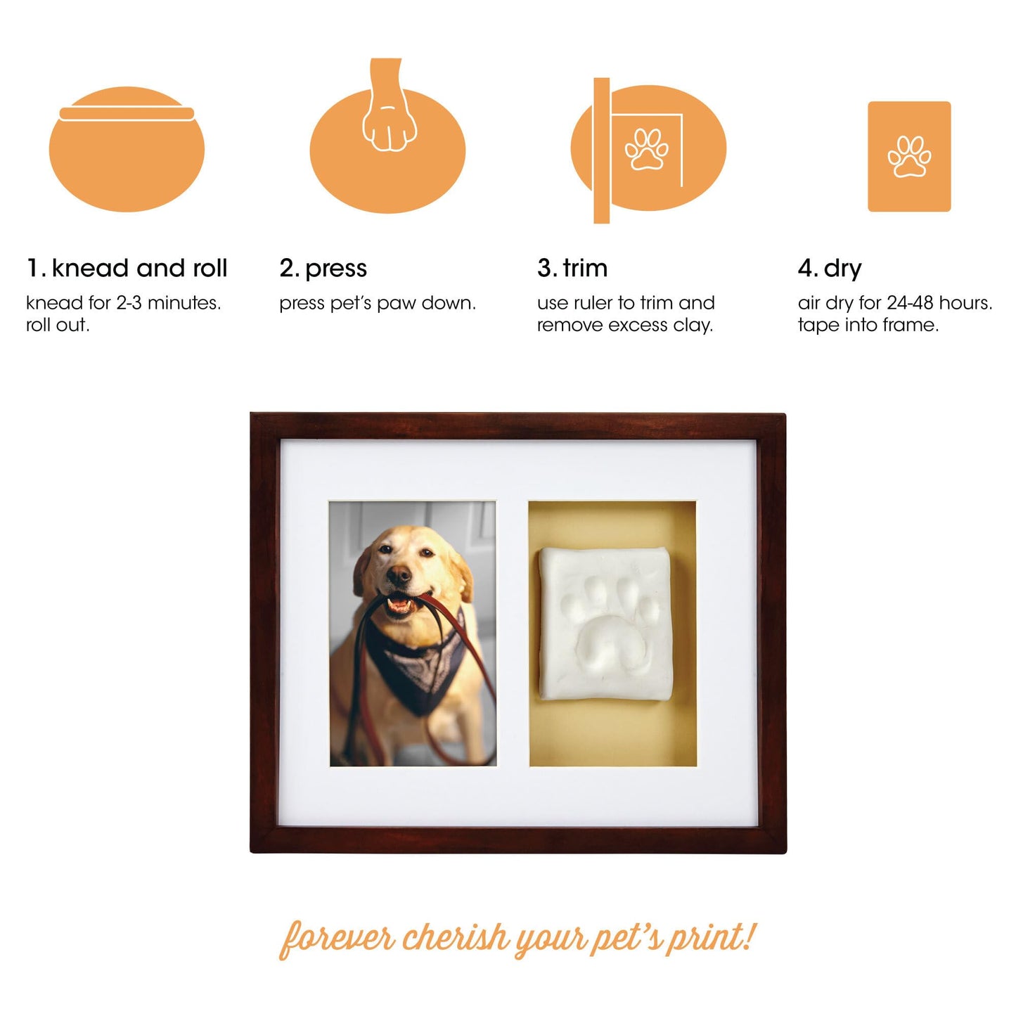Pawprints Brown Wood 4x6 Photo Frame with Clay Tools and Instructions QGM15724