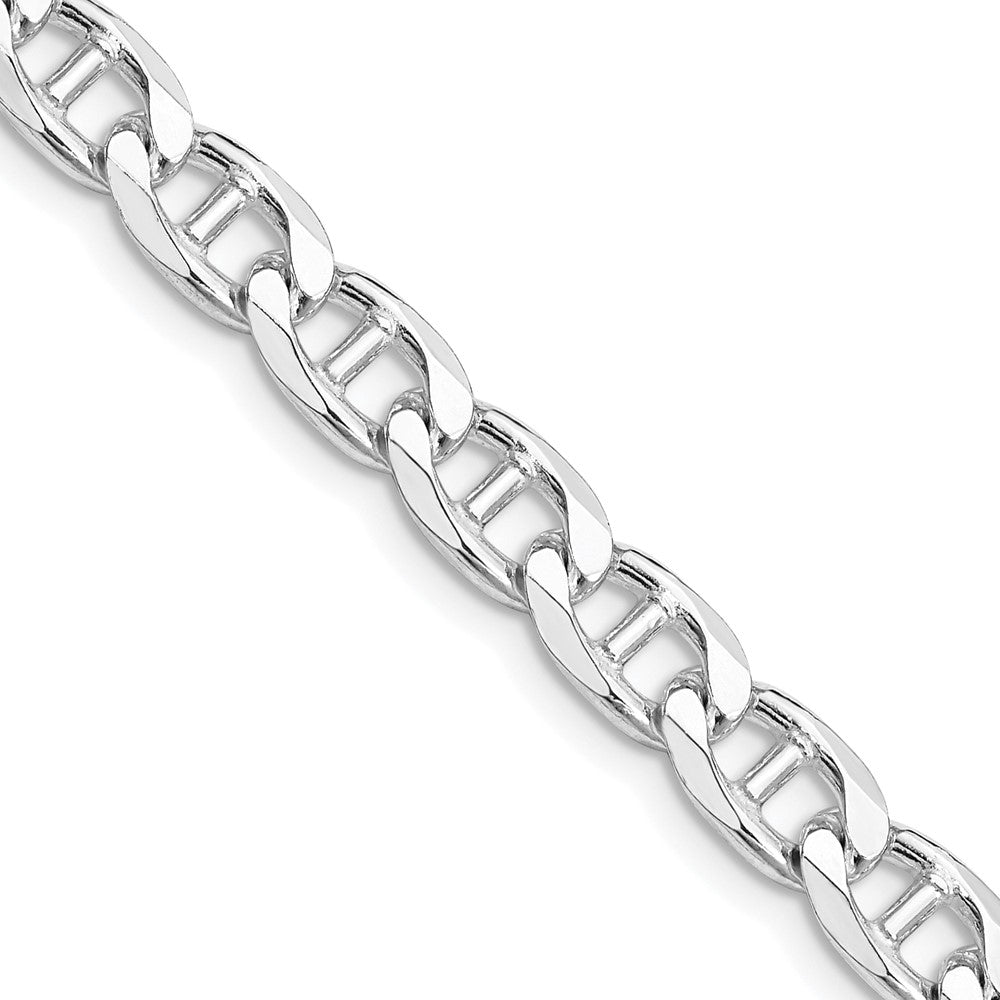 Sterling Silver Rhodium-plated 6.5mm D/C Flat Anchor Curb Chain 20 Inches
