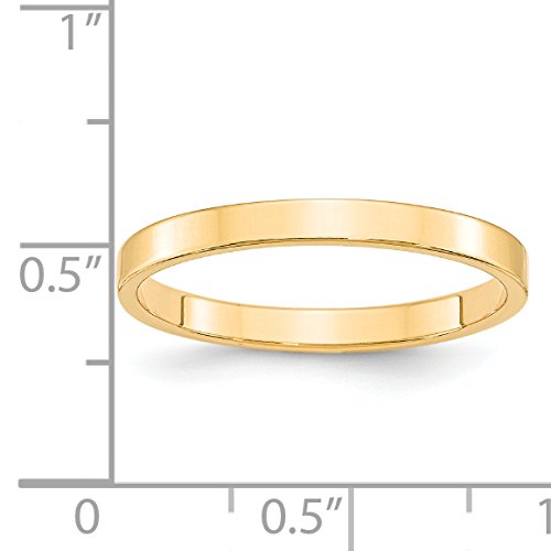 14k Yellow Gold 2.5mm Lightweight Flat Wedding Band Size 6.5