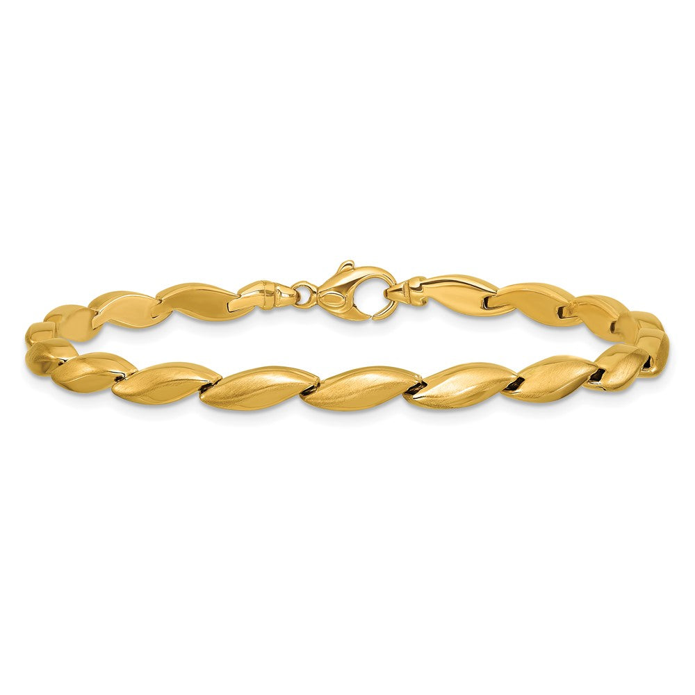 14K Polished and Satin 4.2mm Fancy Link Bracelet 7.5  inches
