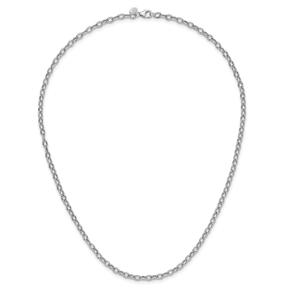 14K White Gold Polished Fancy Flat Cable Link Necklace