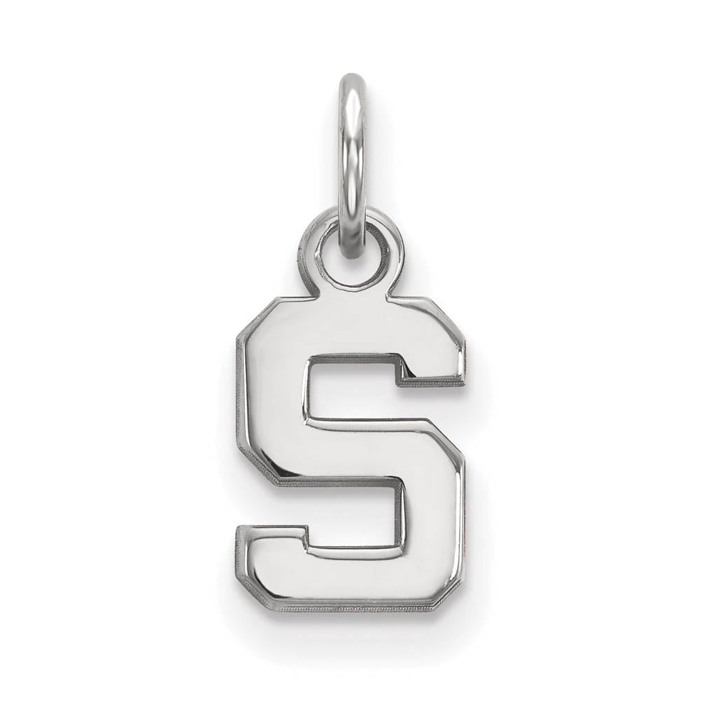 14k White Gold LogoArt Michigan State University Letter S Extra Small Pendant Q4W001MIS