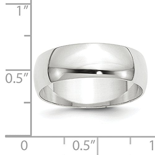 10k White Gold 7mm Lightweight Half Round Wedding Band Size 13.5