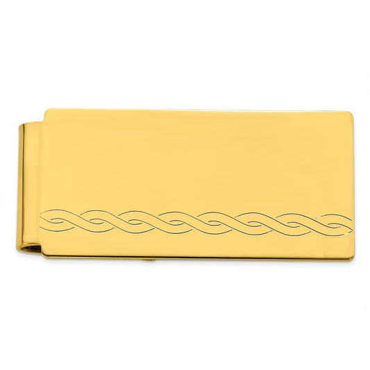 Gold-Plated Kelly Waters Hinged Patterned Money Clip