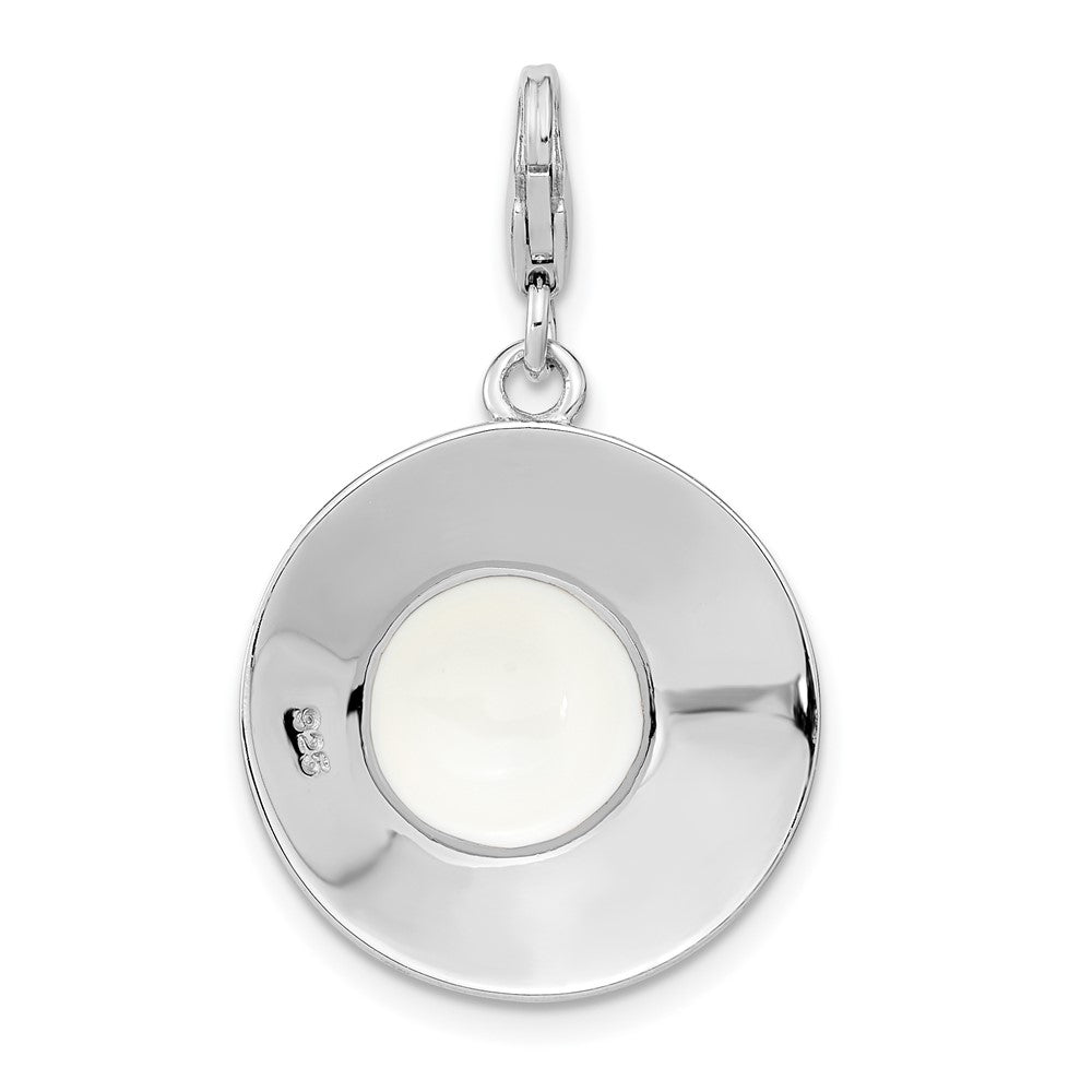 Amore La Vita Sterling Silver Rhodium-plated Polished 3-D Enameled Hat Charm with Fancy Lobster Clasp