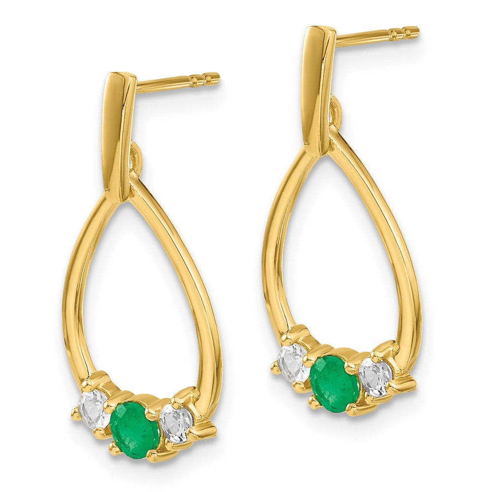14k 1/3 carat Lab Grown Diamond VS/SI+ G+ and Created Emerald Complete Dangle Post Earrings