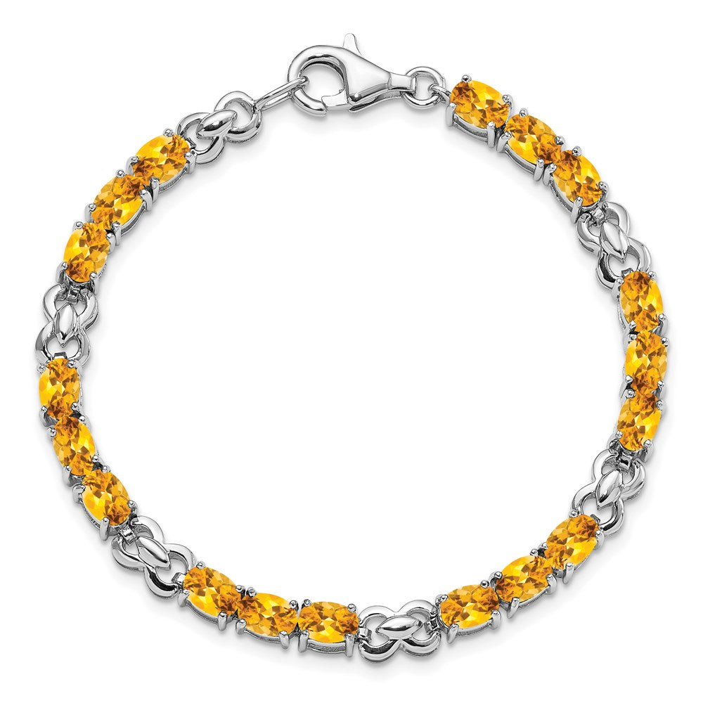 Sterling Silver Rhodium-plated Citrine Bracelet 7 inches