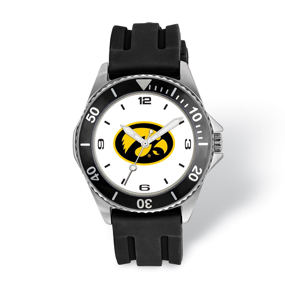 LogoArt University of Iowa Collegiate Gents Silicone Strap Quartz Watch QUIA169