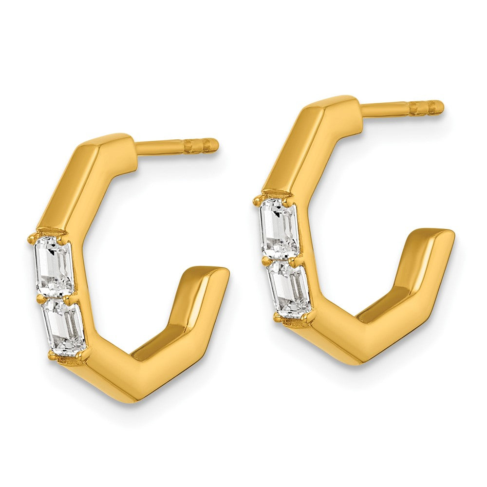 True Origin 14K Yellow Gold 1/2 Carat Lab Grown Diamond VS+ F+ C-Hoop Post Complete Earrings