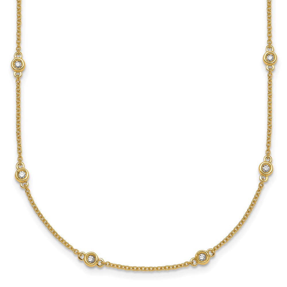 14k Complete 1/3 carat Bezel-set Diamond and Cable Chain 18-Station 18 inch Necklace